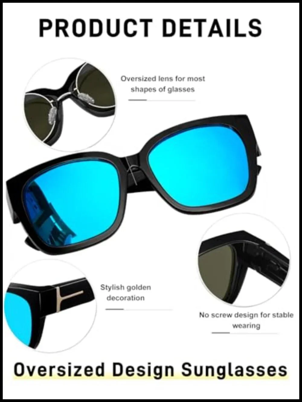 Oversized Fit Over Sunglasses Square Polarized UV400 TR90